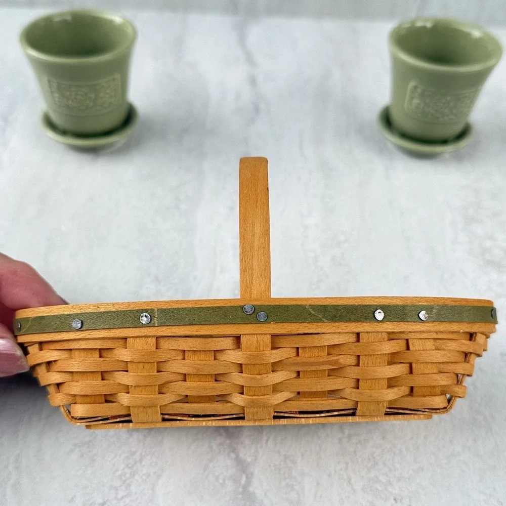 2005 Longaberger Collectors Club Miniature PEONY Basket + 2 Flower Pots #7617